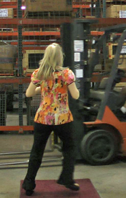 Pedestrian in warehouse