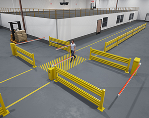 AisleCop Gen5 Dual Vehicle/Pedestrian Gate System with Pedestrian Priority
